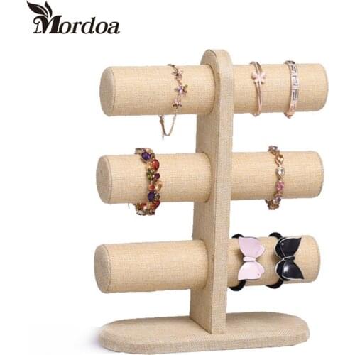 2016 New 3 Tier Jewelry Display Stand Velvet Bangle Watch Bracelet Jewelery Display Stand Box Case Free Shipping