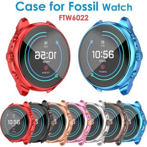 Screen Protector Case Cover for Fossil Gen 4 Sport Womens FTW6022 Watch Cases Plating Metal Color TPU Shockproof Bumper Shell