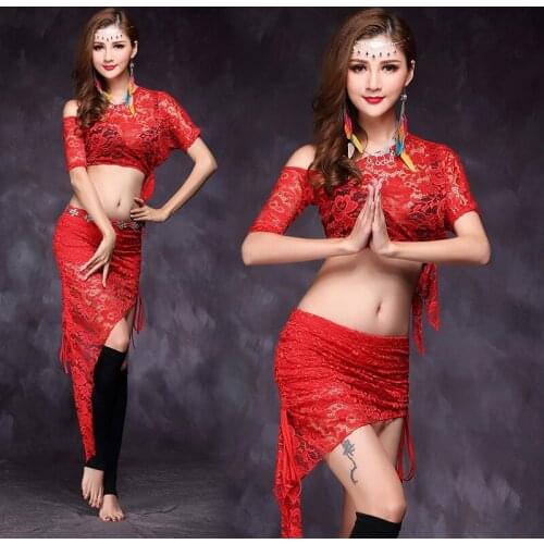 Women Belly Dance Practice Suit 2019 New Dancing Clothing Lace Set Adult Female Sexy Spring Summer Practicing Clothes H4533