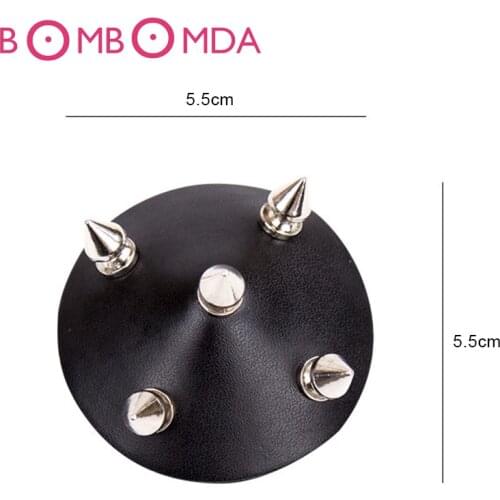 1Pair PU Leather Nail Nipple Clamps Female Breast Clips Stickers Fetish Adult Games Cosplay Apparel Sex Toys For Women Men O3