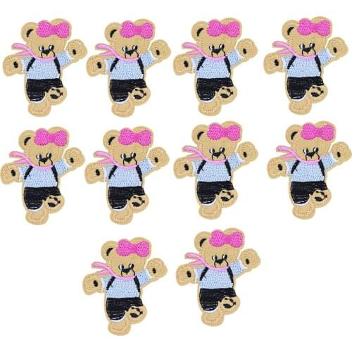 10pcs cute bear embroidered patches for clothing iron on patches for clothes badges clothes iron-on patches for jeans