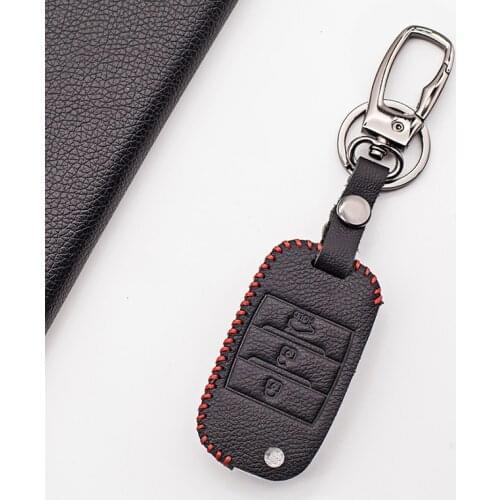 100% Leather Car Key Case Cover For Kia Optima 13-16 For Sportage Protection Genuine Leather Fob Alma Rio For Carens 2018