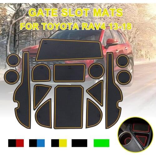 15pcs for Toyota RAV4 2013-2018 Anti-Slip Gate Slot Mat Rubber Coaster Accessories for RAV 4 2013 2014 2015 2016 2017 2018
