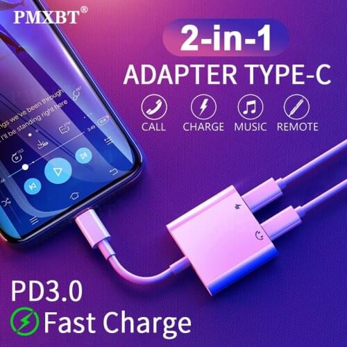 2 in 1 USB Type C Adapter Earphone Connector Splitter For Huawei P40 P30 Xiaomi 11 10 Redmi Mobile Phone USBC Charging Converter