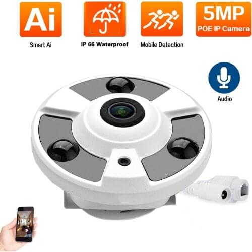5MP CCTV POE Panoramic Camera Outdoor IP Fisheye Security Surveillance Dome Camera 360 Degree View XMEYE IP Monitoring Cam ONVIF