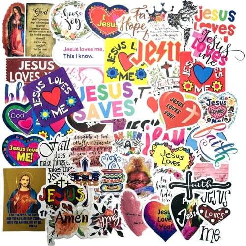 50Pcs Cartoon Graffiti Jesus Bible Prayer Flower DIY Sticker Suitcase Cellphone Tablet Computer Cup Notebook Decor Children Toy