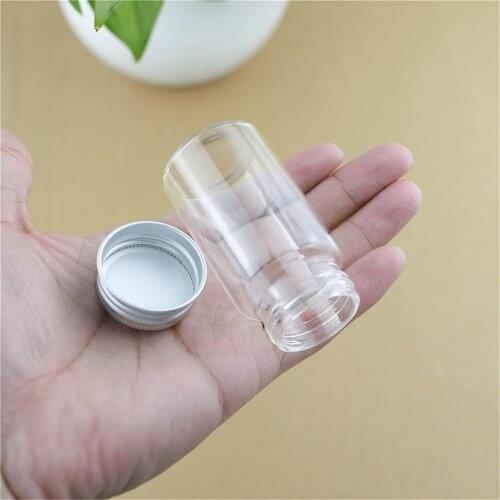 6 Pieces 37*70mm 50ml Small Vial Glass Bottle with Aluminum Caps Spice Bottles Glass Container Jars Vials DIY Craft
