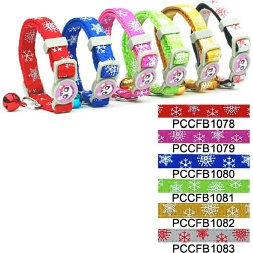 60 pieces/Lot) New Arrival 1.0cm Snow Style Nylon Cat Puppy Collar Wholesale Small Dog Cat Collar
