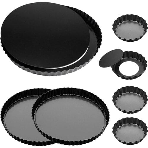 7Pcs Quiche Tart Pans,11 Inch 9 Inch 4 Inch Pie Pan with Removable Bottom&Non-Stick Surface for Kitchen Cooking Baking