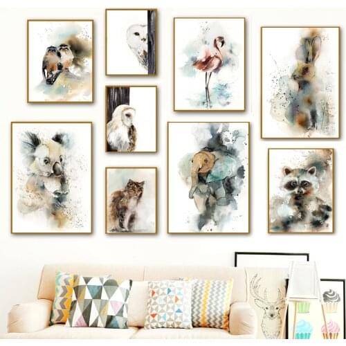 Abstract Animal Ink Graffiti Canvas Painting Modern Owl Elephant Minimalist Wall Art Posters and Prints Home Decor Kids Room