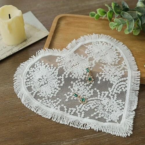 Coaster Placemat Embroidery Craft European Style Lace Fabric Anti-scald 1Pcs 2Color for Dining Table Insulation Plate Mat
