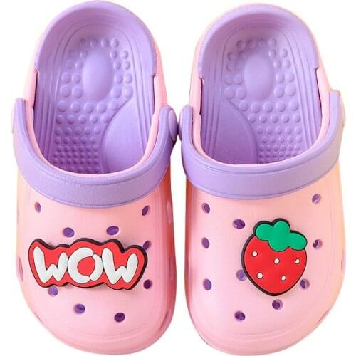 2021 New Summer Cute Fruit Cartoon Slippers Boys Girls Fashion Casual Beach Hole Shoe Kids Baby Sandal EVA Slippers For Children
