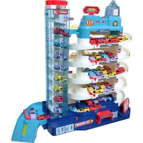 Childrens car parking building multi-storey electric lift rail car break through the big adventure puzzle home toys