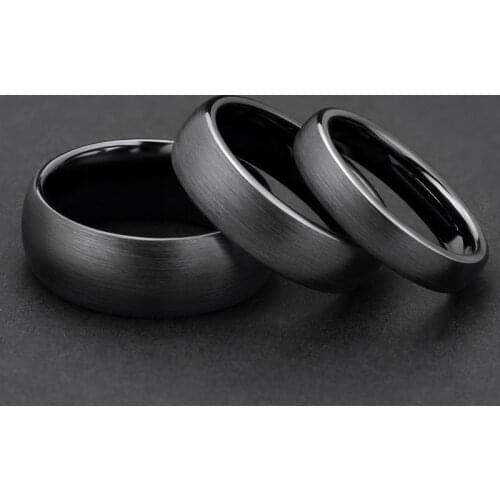 Eamti Ceramic Brushed Black Ring For Men Women 4mm 6mm 8mm Wide Male Wedding Ring Matte anillos mujer Plus Size 4 to Size 14