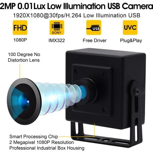Full HD 1080P H.264 SONY IMX322 Mini UVC Webcam Video CCTV Star light Low illumination USB Camera