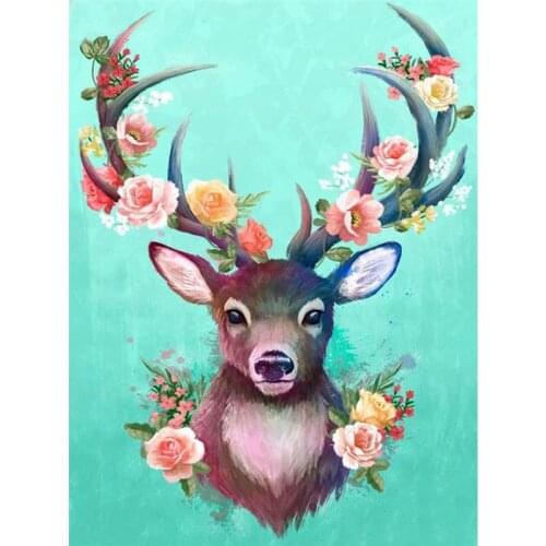 GATYZTORY Oil Painting By Numbers Flower Deer Animal Drawing On Canvas HandPainted Art Gift DIY Picture By Number Kits Home Deco