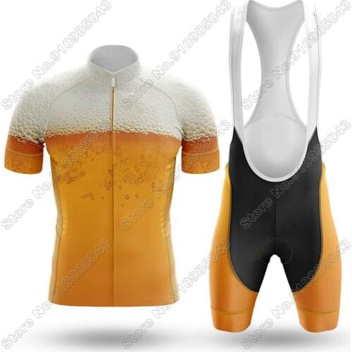 Beer - Mens Cycling 2021 Jersey Set Summer Cycling Clothing Road Bike Suit Mountain Bicycle Shirt Bib Shorts MTB