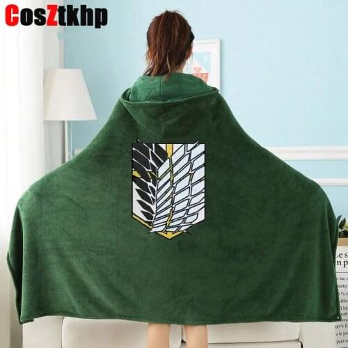 Attack on Titan Blanket Cloak Shingeki No Kyojin Survey Corps Cloak Cape Flannel Cosplay Costume Hoodie with real photos