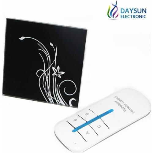 Free Shipping Touch Switch with RF 433MHZ Remote Crystal Glass Panel AC110-260V 86mm Style 1gang 2way Luxury Black Wall Switch