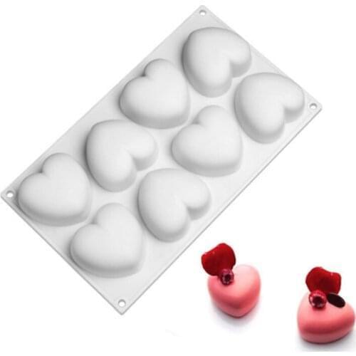 20pcs/lot 8 heart shape style silicone mold Candy Chocolate 3D heart cake Moulds DIY Cake Baking Mould