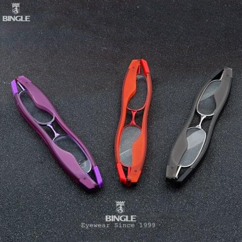BINGLE Folding Reading Glasses Magnet Women Men Slim 360 Degree Optical Portable Presbyopic Glasses Diopter Foldable Eyewear