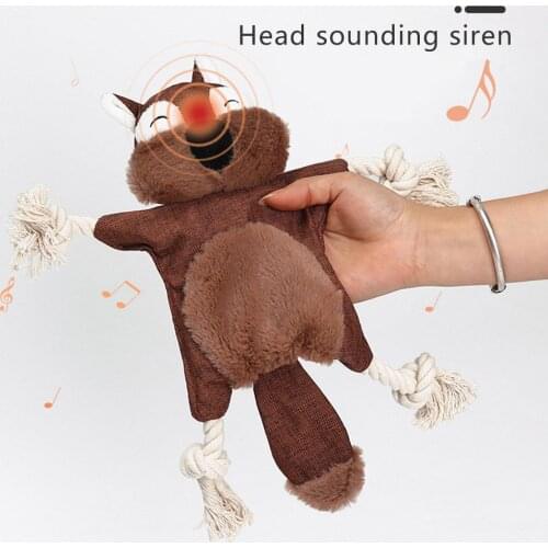 Pet Dog Squeaky Animal Plush Toys Cute Molar Sound Paper Toy Cotton Rope Chew Bite Wear Resistance Pet Toy Supplies, 4 Types