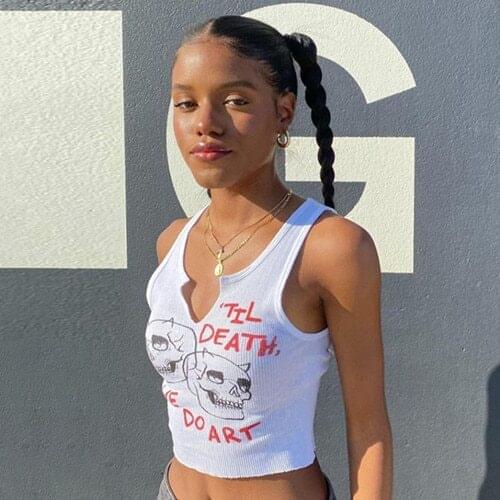 Yiallen Cyber Aesthetics Graphic Y2k Streetwear Women Chic Sleeveless Activity Tank Tops2021 Harajuku Skinny Crop Tops Camisole