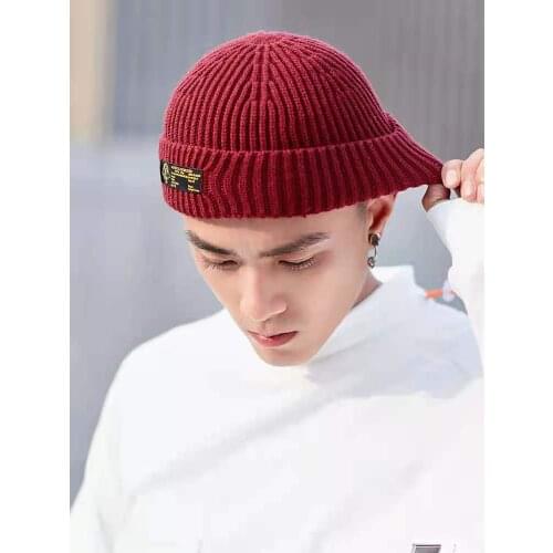 Knitted Hats for Women Skullcap Men Beanie Hat Winter Retro Brimless Baggy Melon Cap Cuff Docker Fisherman Beanies Hats For Men