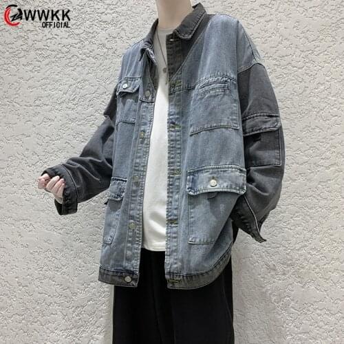 WWKK Mens BlackFashion Retro Jacket And Men Windproof Jackets Male Hip Hop Cargo Coat Streetwear Outerwear