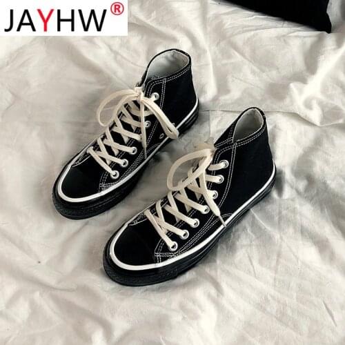 JAYHW High-Top Platform Canvas Women Fashion Shoes Retro Lace-Up Ladies Casual Sneakers Outdoor Breathable Leisure Footwear