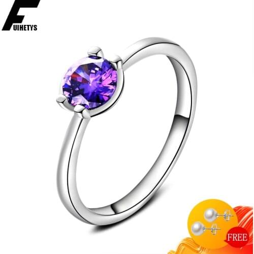 BaliJelry Elegant Women Rings 925 Silver Jewelry Accessories Round Amethyst Gemstone Ring for Wedding Engagement Gift Wholesale