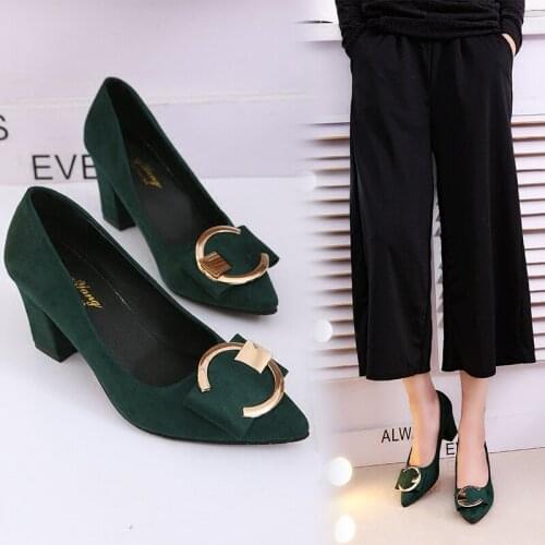 2021 Sexy High Heels Women Pumps Pointe Shoes Spring Summer Women Square Heel Shoes Woman Shoes High Heel 7.5cm