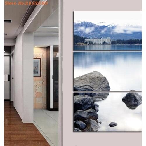 3 Pcs Lake Beautiful Landscape Painting Canvas Wall Art Picture Home Decoration Living Room Canvas Print Poster Not Framed