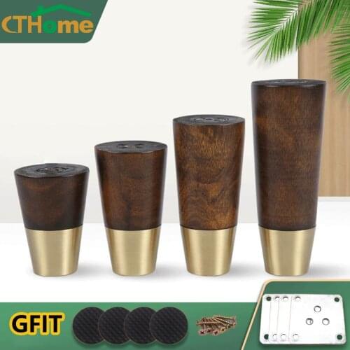 4pcs Solid Wood Table Legs for Furniture Wooden Metal Sofa Bed Chair Cabinet Support Hardware Replacement Luxury Dressers Desk
