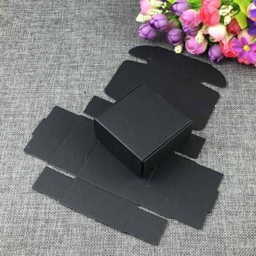 500pcs 65x65x30mm Black Party Box, Small Kraft Gift Paper Box Cookies Cake Candy Box