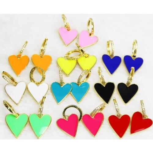 8 Pairs heart earrings Colorful Enamel Hearts earrings Fashion Dangle earrings jewelry hoop earrings for women 51490