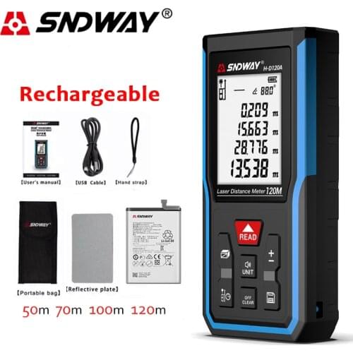 8-in-1 Rechargable Laser Rangefinder Distance Meter Ruler Electronic Tape Measure Building Tools For Construction 50M 100M 120M