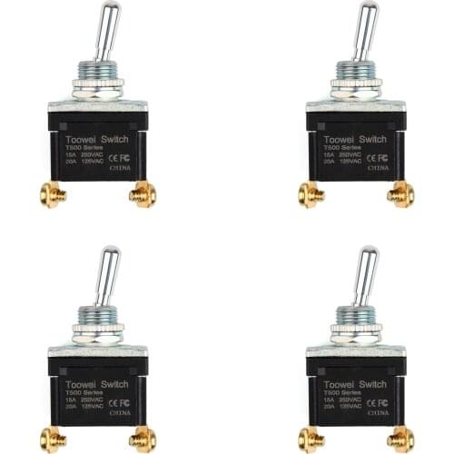 Artudatech 4Pcs Rocker Toggle Switch ON-OFF SPST 2Pin Industrial Grade Waterproof Car T501FW Parts