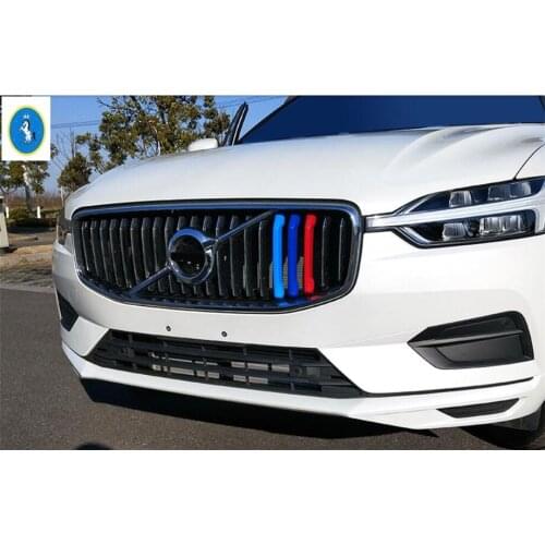 Auto Accessory Tricolor Front Grille Grill Decoration Strip Cover Trim Fit For Volvo XC60 2018 2019 2020 2021 Plastic