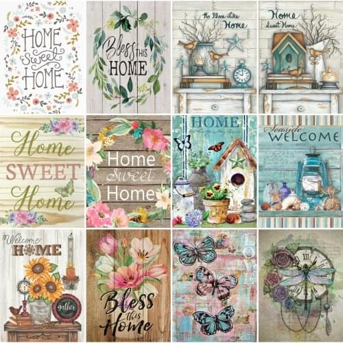 AZQSD Diamond Embroidery Home House Mosaic Needlework Rhinestones Diamond Painting Landscape Cross Stitch Kits Home Decor