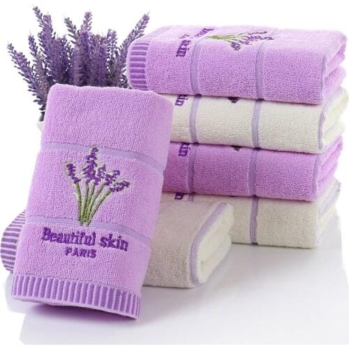 New 100% Cotton Fragrance Couple Towel Hotel Home Set Embroidered Lavender Bath Towels for Absorbent Face Towel 34 X 74cm