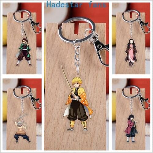 10 pcs/lot Anime Demon Slayer Kimetsu no Yaiba Acrylic Keychain Kamado Tanjirou Nezuko Bag Pendant Double sided keyring Gifts