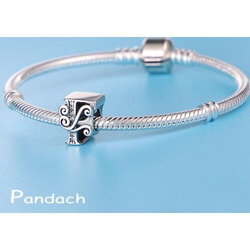 2021 New Style 925 Sterling Silver The Letter F Charm&Beads Suitable For Original 3mm Pandora Bracelet&Bangle Ladies Jewelry
