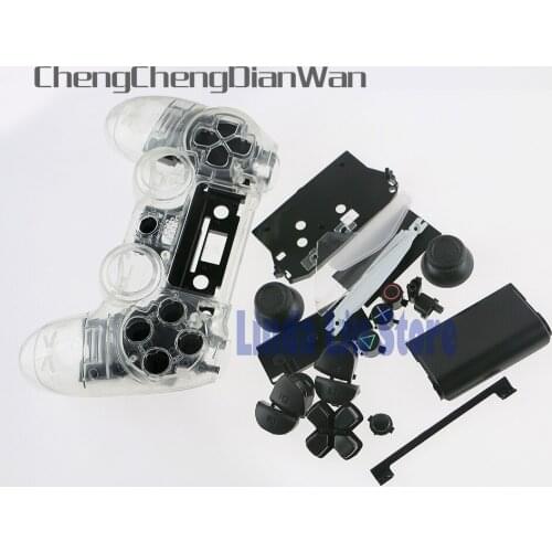 ChengChengDianWan Transparent full shell case with buttons For PS4 wirless controller 5pcs/lot