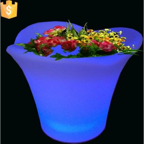 L32*W32*H28cm Modern LED Lighting Planter rechargeable color changing light up flower pots with remote control 10pcs/Lot