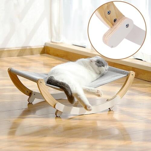 Pet Dog Cat Wooden Hammock Swing Soft Sleeping Mat Cushion Durable Rocking Hanging Bed Pet Supplies Soft Bed Chair For Kitty