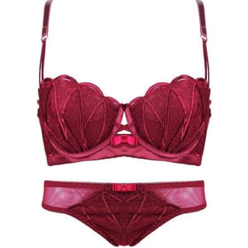 Double Size Women Bra Sexy Lingerie Lace Bra Briefs Set Fashion Girls Underwear Pantiy Seamless Intimates Gathered Push Up Bra