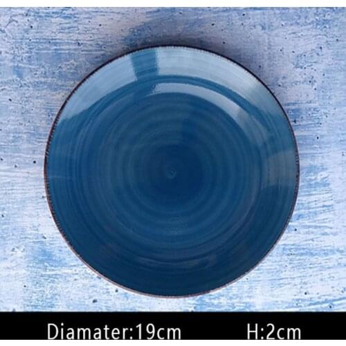 Porcelain Dinner Plate Circle Glazed Crockery Set Plates Ceramic Dishes Kitchen Utensils Dinnerware Blue Food Tray Tableware