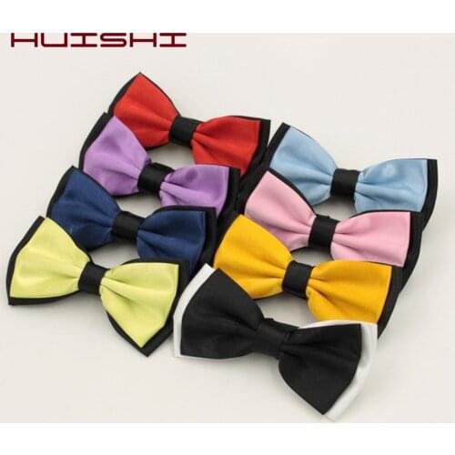 HUISHI Sale 1PC Gentleman Men Bowtie Classic Solid Bow Tie Necktie For Wedding Party Fashion Adjustable Bow Tie knot Wine Red