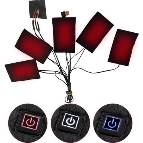 USB Charged Clothes Heating Pad 5V Electric Heating Sheet With 3 Gear Adjustable Temperature Heating Warmer Pad For Vest Jacket